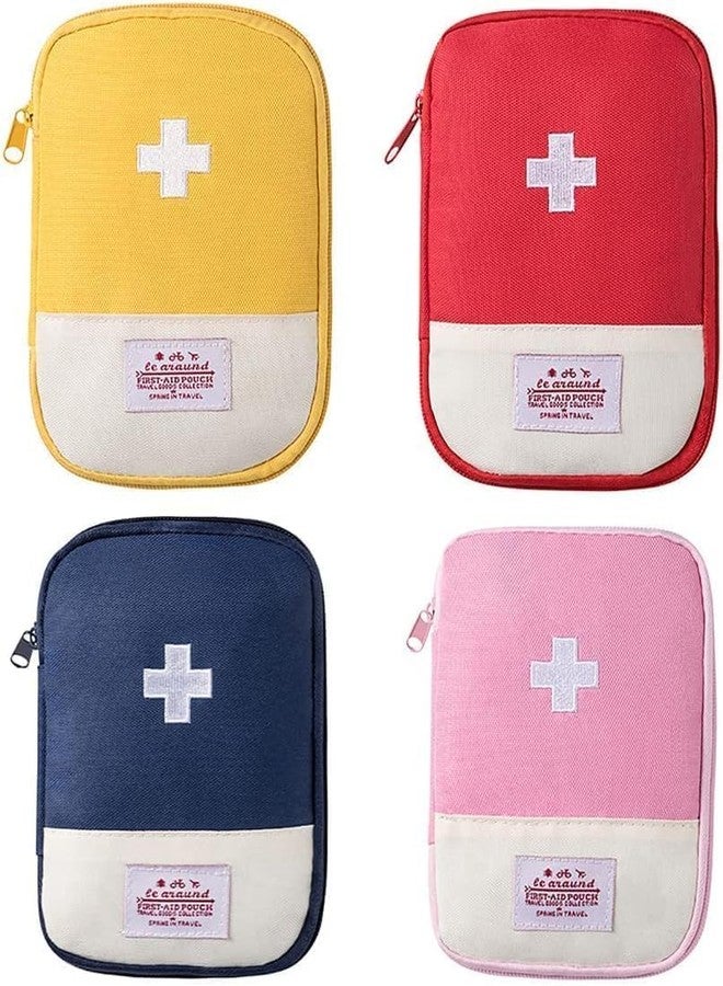 Wentoenapp 4Pcs Small Empty Travel Mini First Aid Pouch, Portable Outdoor First Aid Medical Rescue Bag Multi-Function Emergency Medicine Storage Organizer Bag Health and Household Supplies, First Aid 